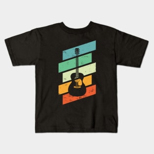 Vintage Style Concert Style Acoustic Guitar Retro Colors Kids T-Shirt